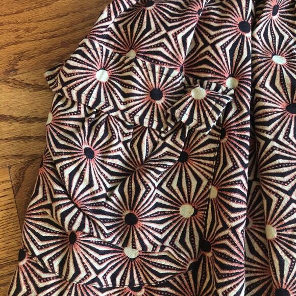 FREE PEOPLE Geometric Print Brown Red Mini A-Line Women's Skirt Size M - Picture 7 of 8